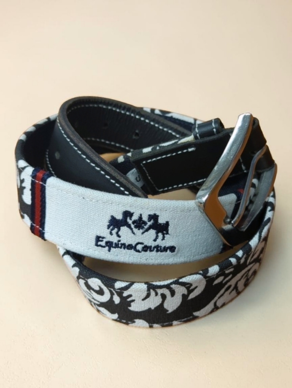 Equine Couture Women's S Leather and Canvas Belt Black Equestrian